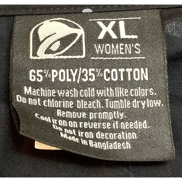 Taco Bell 3/4 Sleeve Employee Button Up Shirt Black Women's Size XL All Over - Picture 6 of 11